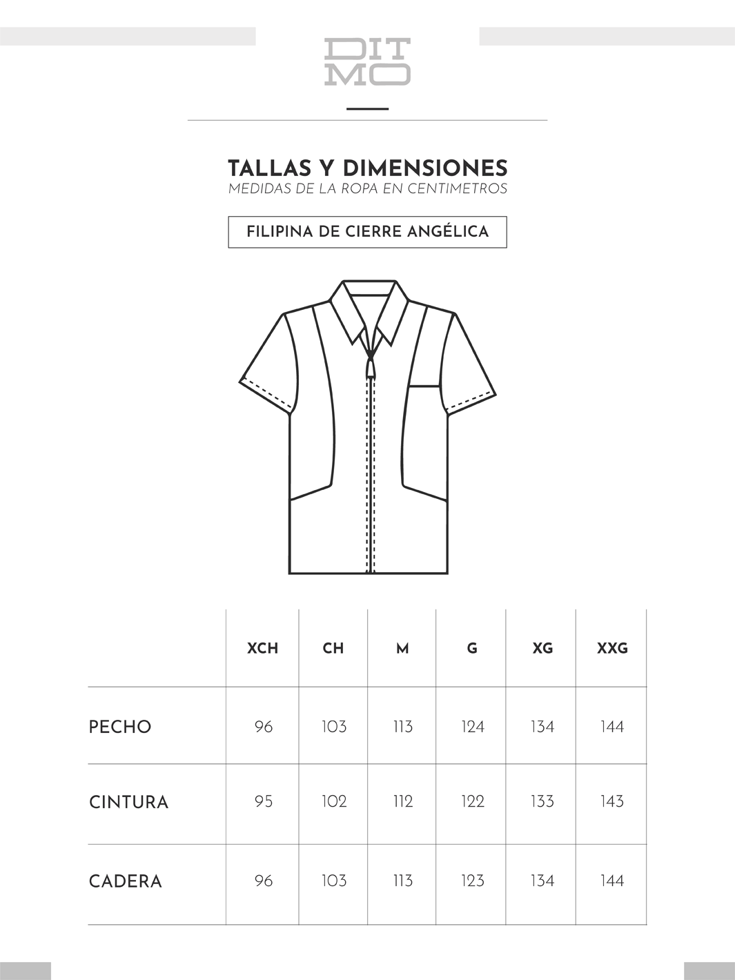 Tabla de medidas Ditmo Uniformes