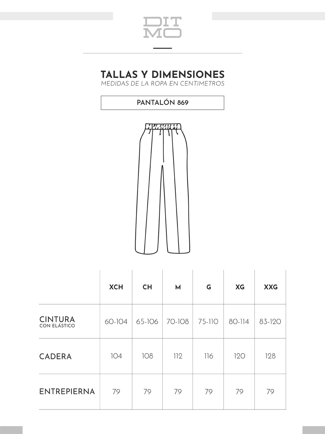 Tabla de medidas Ditmo Uniformes