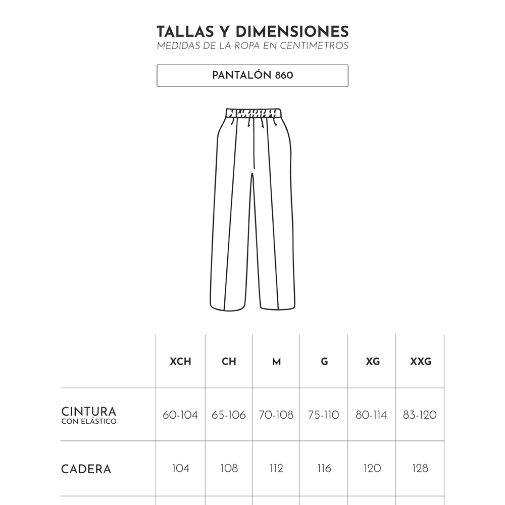 
                      
                        Tabla de medidas para pantalón clínico blanco unisex de ditmo uniformes
                      
                    