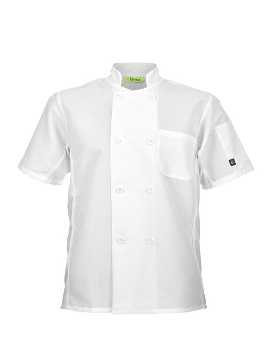 Chaqueta para chef color blanca con bolsa en manga y botones