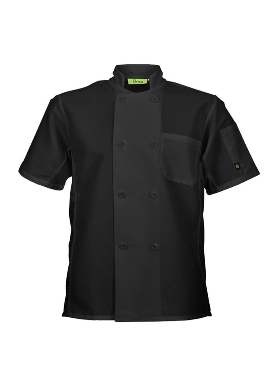 Chaqueta para chef color negro con bolsa en manga y botones